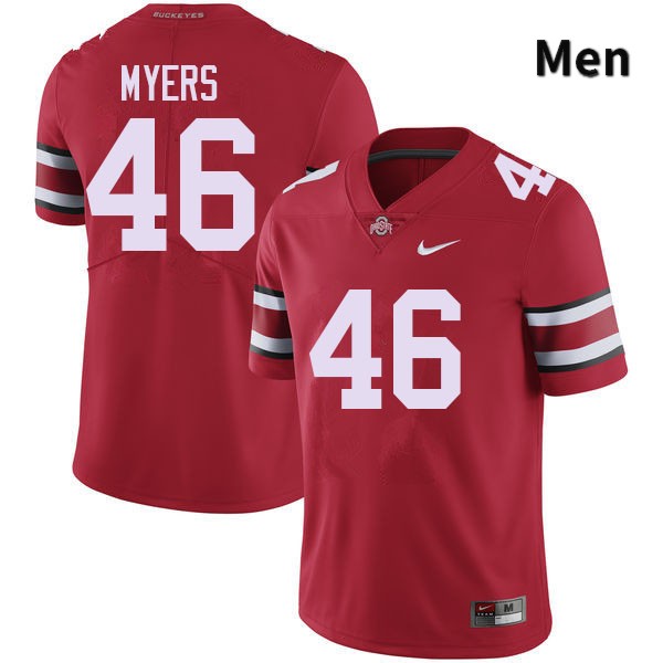 Ohio State Buckeyes Elias Myers Men's #46 Red Authentic Stitched College Football Jersey